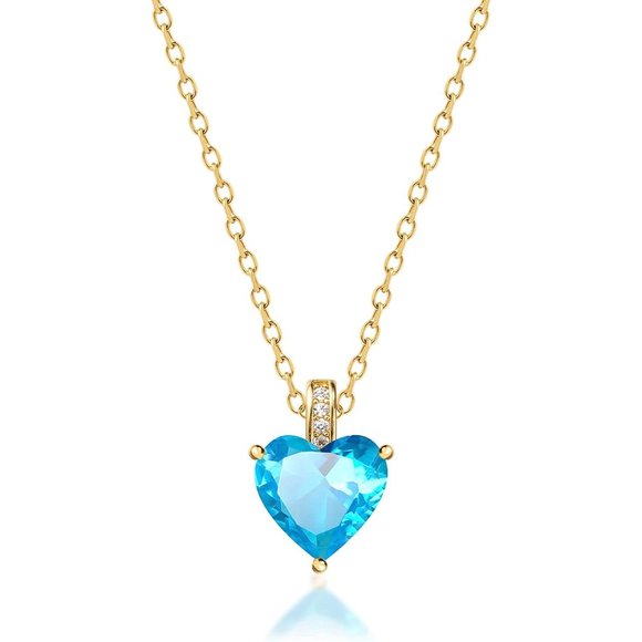 Genuine Birthstone Necklace for Girls Women, Heart Love Necklace for Twe… - Picture 4 of 16